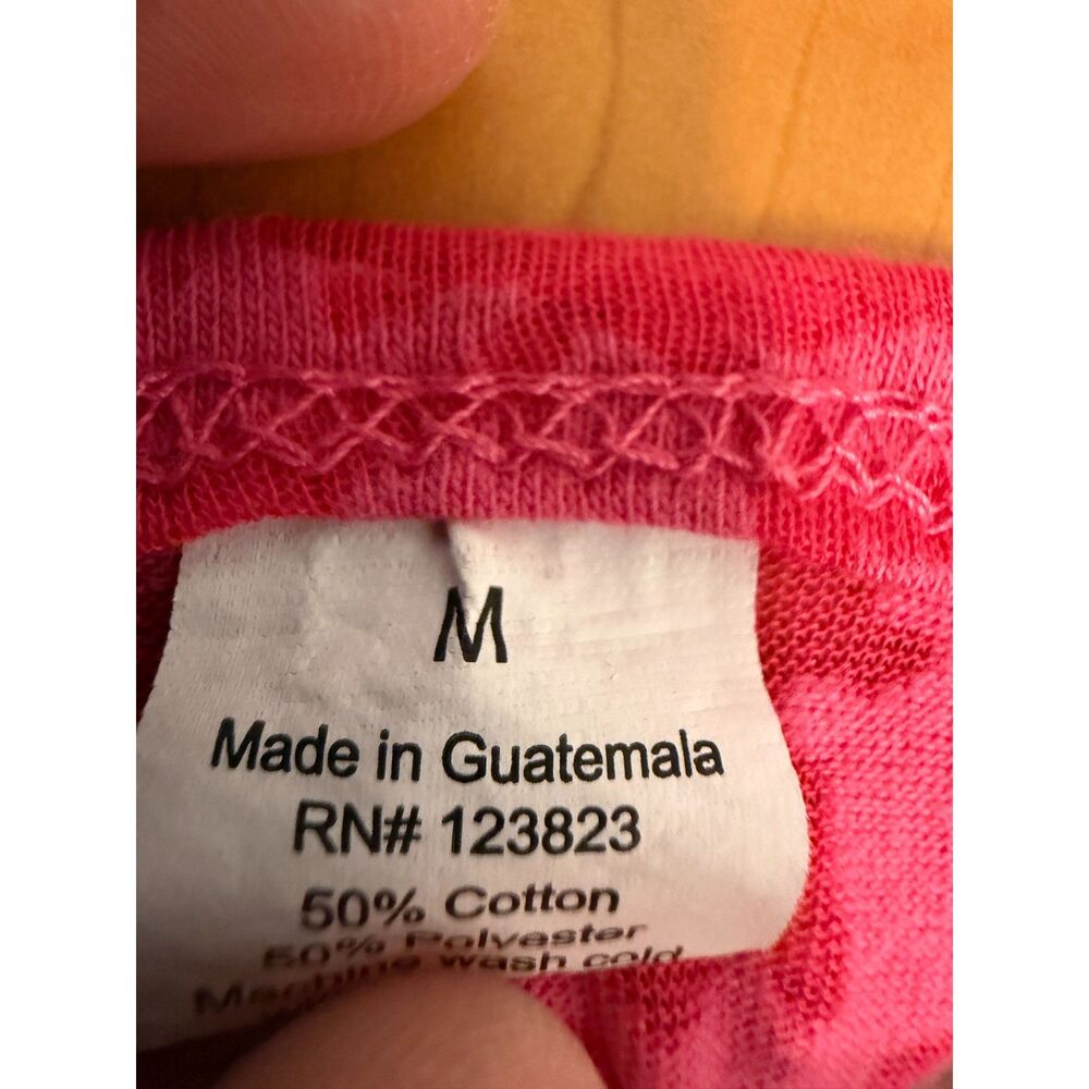 Pink Burnout Racerback Tank Top, Size Medium, Silver Script Logo - Picture 3 of 3